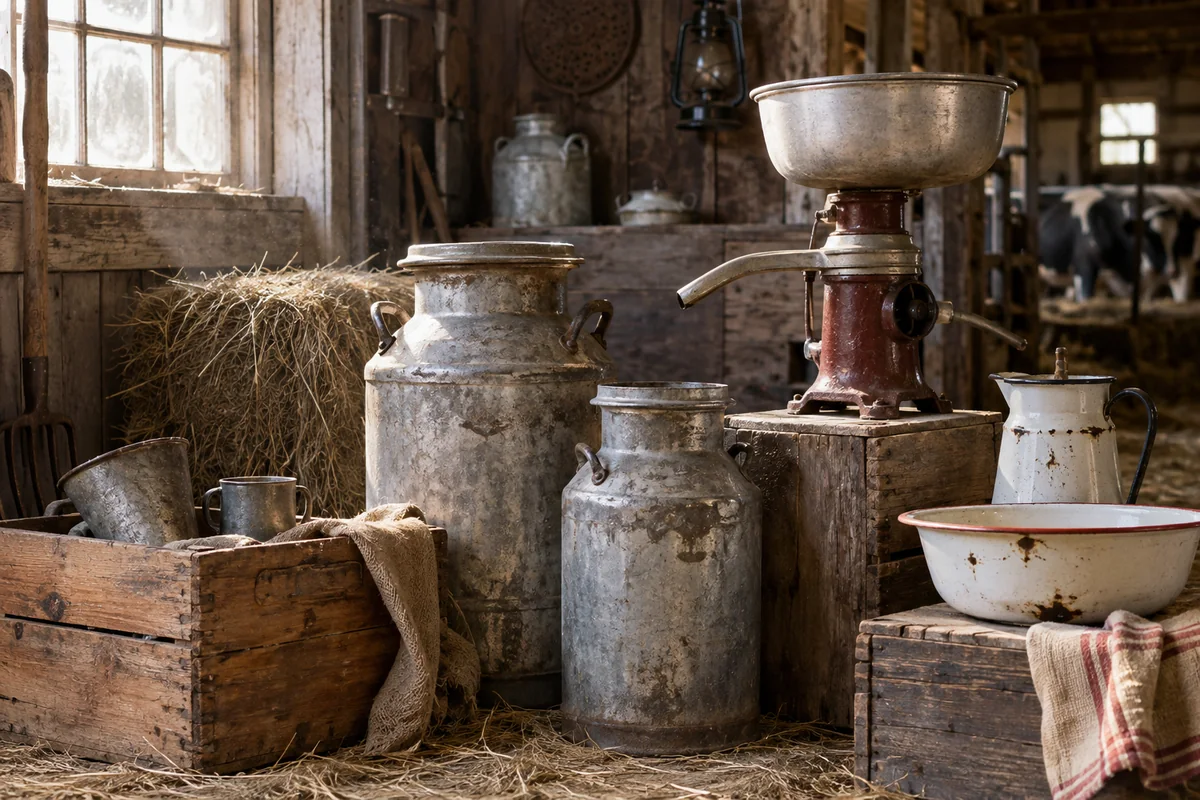 milk cans and cream separators collector reference scene